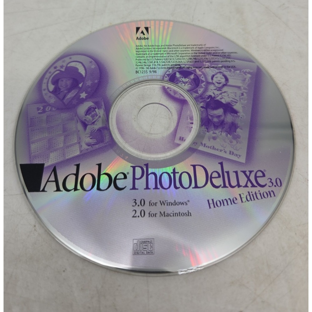 ADOBE PHOTOSHOP 3.0 Deluxe CD ROM Disc only 1995 vintage software